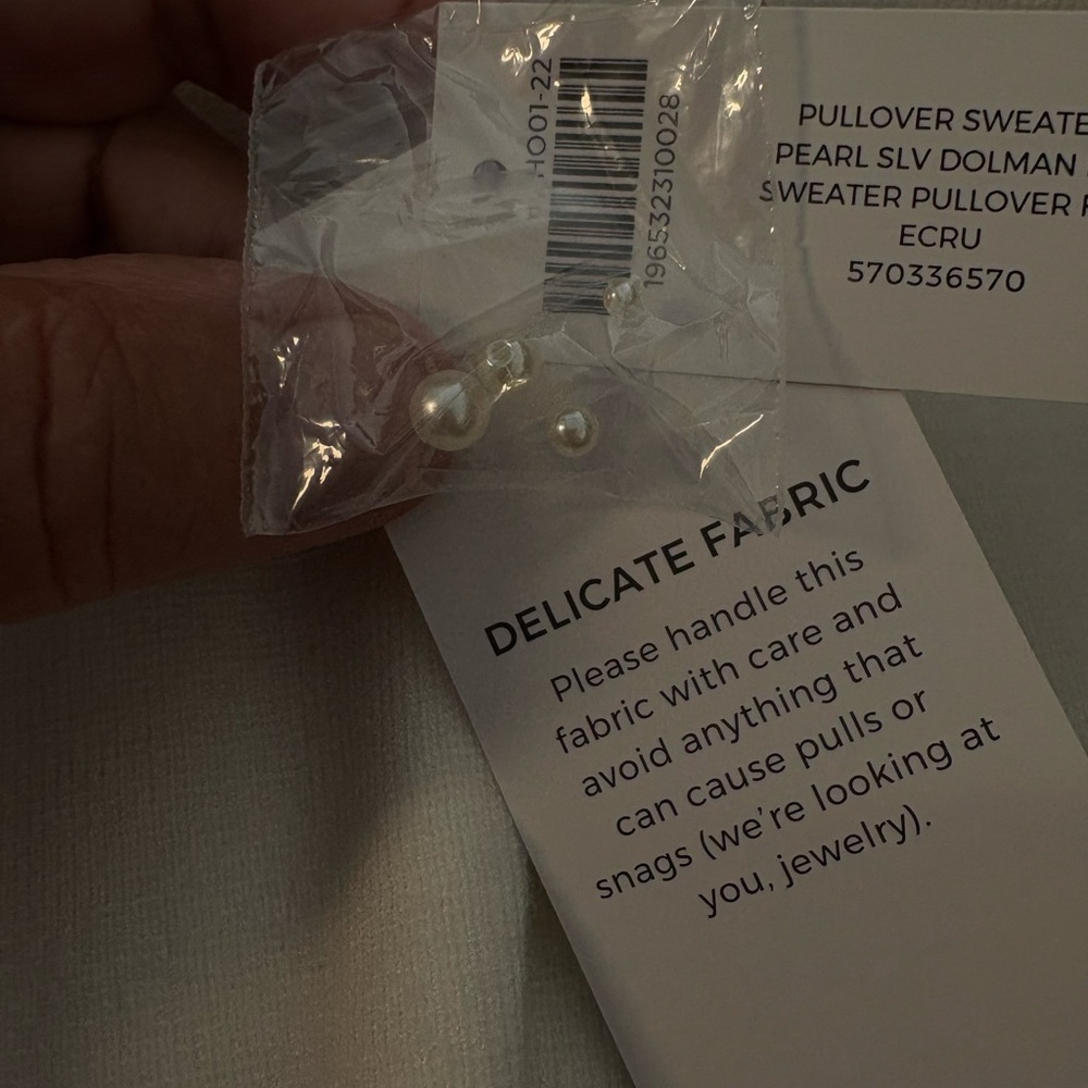 Chico's Elegant White Sweater with Pearl Accents - Picture 10 of 11